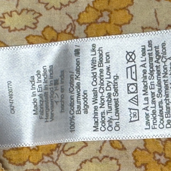 Madewell Fiore Floral Cotton Wrap Dress Short Sleeve Yellow Large Mini Boho - Picture 7 of 7